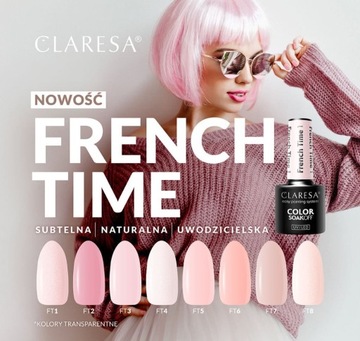 Гибридный лак для ногтей CLARESA FRENCH TIME, 4 розовые частицы