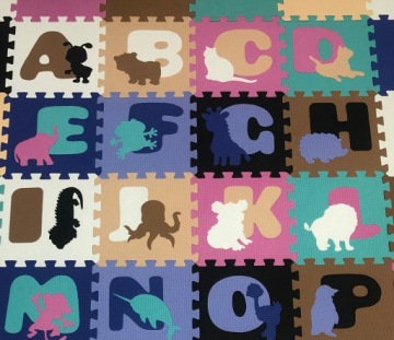 КОВРИК из ПЕНЫ ЭВА АЛФАВИТ ЖИВОТНЫЕ 54 ЭЛЕМЕНТА