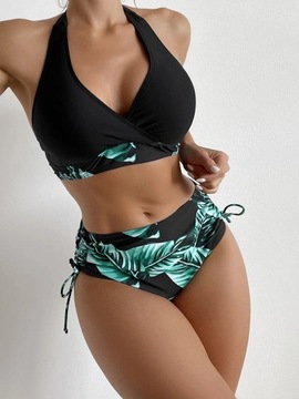 STRÓJ KĄPIELOWY DWUCZĘŚCIOWY KOSTIUM WYSOKI STAN BIKINI PUSH UP BOHO XL 42