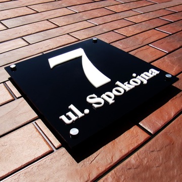Tablica adresowa adres 3D numer na dom 25x25 czarna - szkło akrylowe