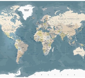 FOTOTAPETA 400x280 +KLEJ, Błękitna Mapa Świata