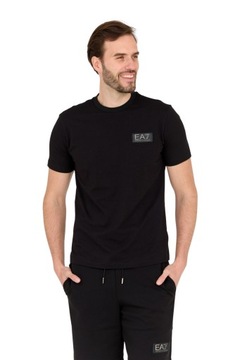 EA7 Czarny męski t-shirt z naszywką z logo S