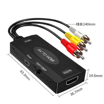 Конвертер AV в HDMI Адаптер RCA CINCH CVBS 1080