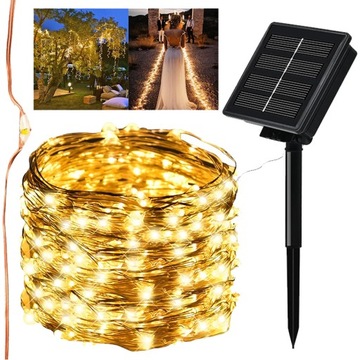 LAMPKI LED SOLARNA GIRLANDA OGRODOWA WISZĄCA 10M ŚWIATEŁKA OZDOBY OGRODOWE
