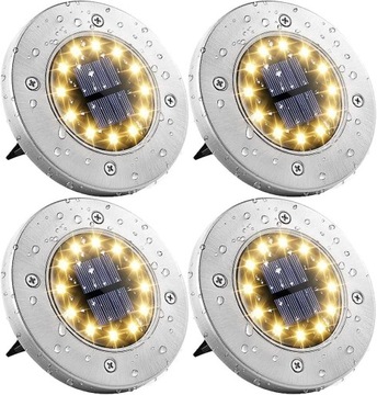 LAMPA SOLARNA LED OGRODOWA NAJAZDOWA GRUNTOWA x4 DYSKI LAMPY SOLARNE MOCNE