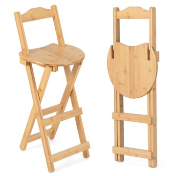 Taboret stołek barowy bambusowy zestaw 2 sztuk 36x34x84 cm