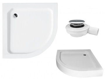 Brodzik półokrągły Alex 80x80x4x16 komp. + Syfon