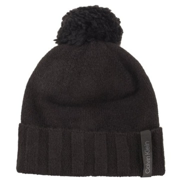 Czapka Calvin Klein Label Define Rib Beanie Czarna