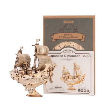 ROBOTIME DREWNIANE PUZZLE 3D MODEL JAPOŃSKI STATEK DYPLOMATYCZNY FIGURA DIY
