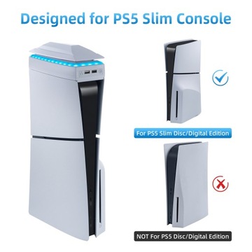 Верхний охлаждающий вентилятор с подсветкой для PS5 Slim — белый