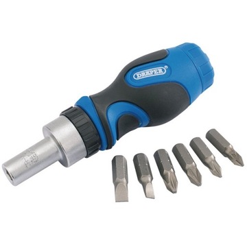 DRAPER Tools Wkrętak z grzechotką magnetyczny z bitami 25mm 6 w 1