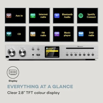 УСИЛИТЕЛЬ, СТЕРЕРИВЕР HiFi, CD-ПЛЕЕР, ИНТЕРНЕТ-РАДИО, ПУЛЬТ ДИСТАНЦИОННОГО УПРАВЛЕНИЯ WiFi