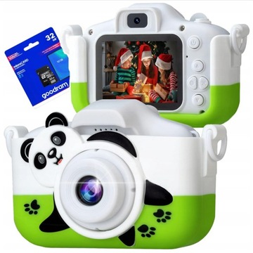 APARAT FOTOGRAFICZNY CYFROWY DLA DZIECI PANDA SMYCZ + KARTA 32 GB + 5 GIER