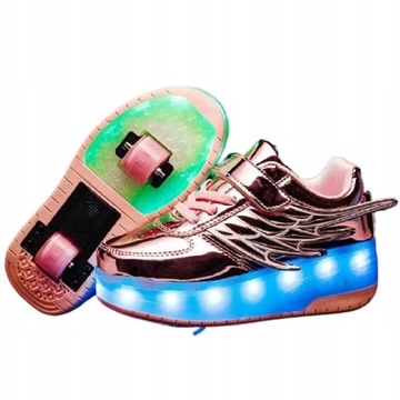 SWIECACE BUTOROLKI BUTY Z ROLKAMI LED ROLKI WROTKI R.28-40