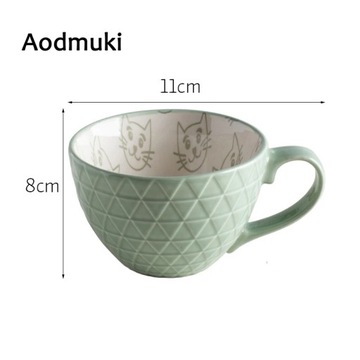 400 мл керамическая чашка для воды, милая мультяшная кружка с котом, большая емкость для завтрака