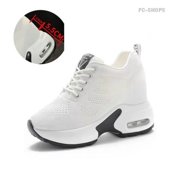 Białe sportowe sneakersy na koturnie CNF73 - 37
