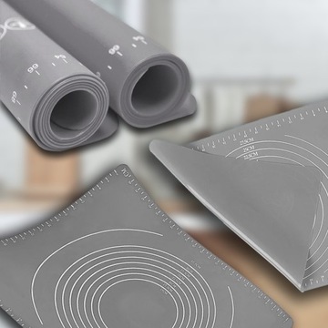 SILIKONOWA MATA KUCHENNA 50x40CM STOLNICA Z MIARKĄ