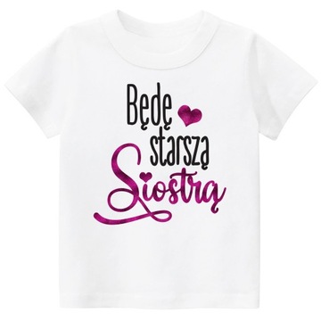 Koszulka t-shirt Będę starszą siostrą BROKAT r 140