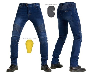 SPODNIE MOTOCYKLOWE BOJÓWKI MĘSKIE JEANSY KEVLAR S-XXXL, XXXL