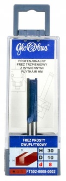 Хвостовик фрезы - прямой, двухдисковый D=8xH=19/d=8