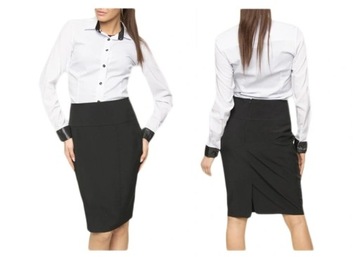 ELEGANCKA GŁADKA SPÓDNICA OŁÓWKOWA CZARNA r.48
