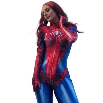 KOSTIUM DAMSKI COSPLAY SPIDERMAN WZÓR 3D SUPERBOHATERKA M