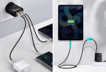 SZYBKA ŁADOWARKA BASEUS CCXJ-E02 2xUSB/USB-C 30W SIECIOWA PD3 3A 30W CZARNA