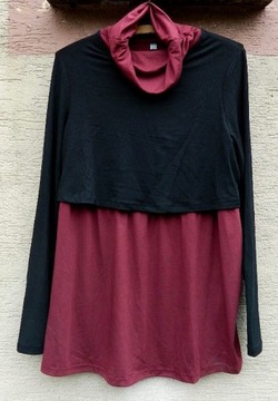 Двухслойная свободная туника черно-бордового цвета 48/50