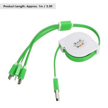 Выдвижной USB-кабель 3 в 1, адаптер для нескольких зарядных шнуров для iOS/type c/