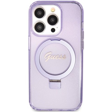 Etui Guess Ring Script uchwyt stojak MagSafe pokrowiec do iPhone 15 Pro Max