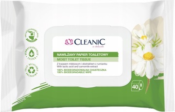 CLEANIC nawilżany papier toaletowy Rumianek 40szt