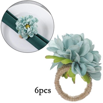 6 колец для салфеток с цветами
