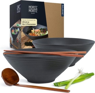 2 x MISKA TALERZ RAMEN PAŁECZKI ŁYŻKA CERAMICZNE MISKI ZESTAW DLA 2 OSÓB