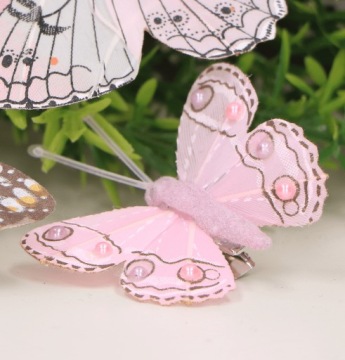 Розовые весенние бабочки, 10 штук на клипсе.