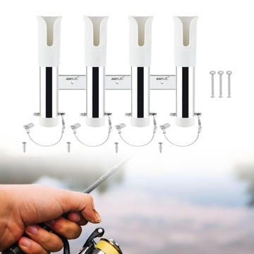 Держатель удочки, кронштейн из нержавеющей стали, прочный кронштейн на 4 трубки, белый