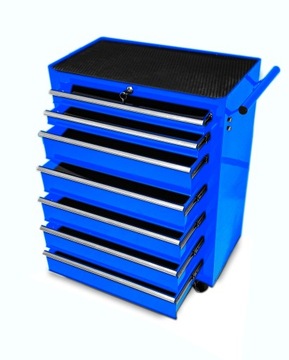 Тележка для инструментов, шкаф для мастерской с 7 ящиками, ПОДНЯТЫЙ, синий