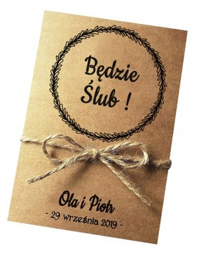 Zaproszenie na Ślub EKO ślubne rustykalne +koperta
