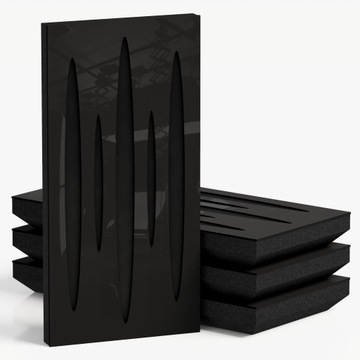 4szt Panele akustyczne PULSAR-MINI-F 25x50x5cm | Czarny plastik -Czarny