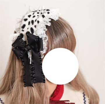 Ciepłe damskie Lolita biały i czarny styl ełk z je