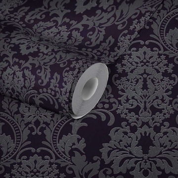 tapeta czarno srebrna glamour ornament winylowa