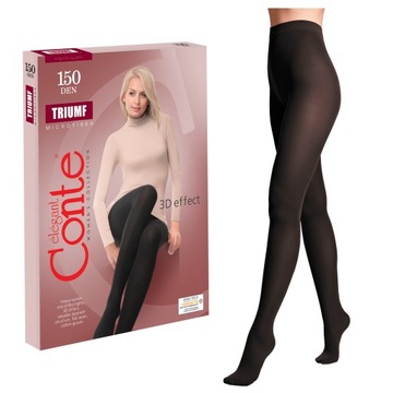 Rajstopy Plus Size ciepłe Conte TRIUMF 150 DEN Lycra grafit rozmiar 6