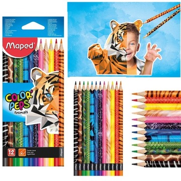 MAPED KREDKI TRÓJKĄTNE 12 KOL. ANIMALS