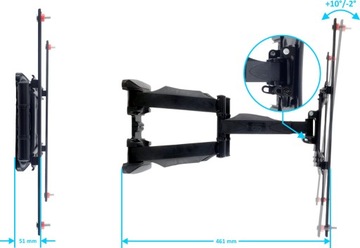 MOCNY OBROTOWY REGULOWANY UCHWYT SLIM DO TELEWIZORA TV 32-69 CALE VESA