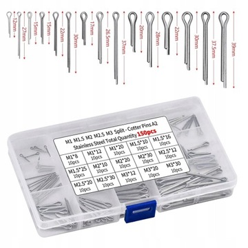 НАБОР ПРУЖИННЫХ ШТИФТОВ, 150 ШТ., НЕРЖАВЕЮЩАЯ СТАЛЬ