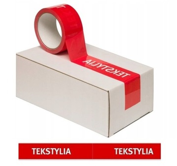48mm/60m TAŚMA PAKOWA KLEJĄCA z nadrukiem napisem TEKSTYLIA