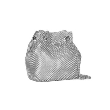 Guess Torba damska wieczorowa Lua Mini Silver srebrna cyrkonie RY920575