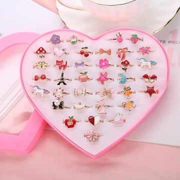 ДЕТСКИЕ КОЛЬЦА С БРИЛЛИАНТАМИ ДЛЯ ДЕВОЧЕК КОРЕЙСКИЙ ВАРИАНТ 36 ШТ.