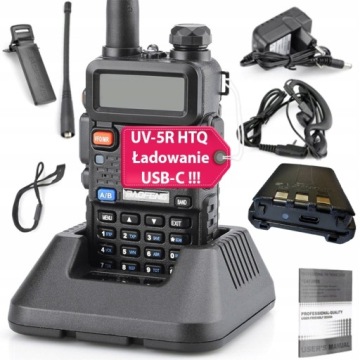 UV-5R Htq 5W Usb-c Vysílačka radiotelefon Walkie-Talkie Skener