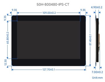 ЖК-дисплей для Raspberry 50H-800480-IPS CT DPI