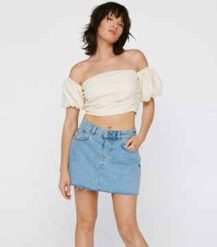 NASTY GAL BLUZKA DLA NISKICH KREMOWA BASIC 42 YFN